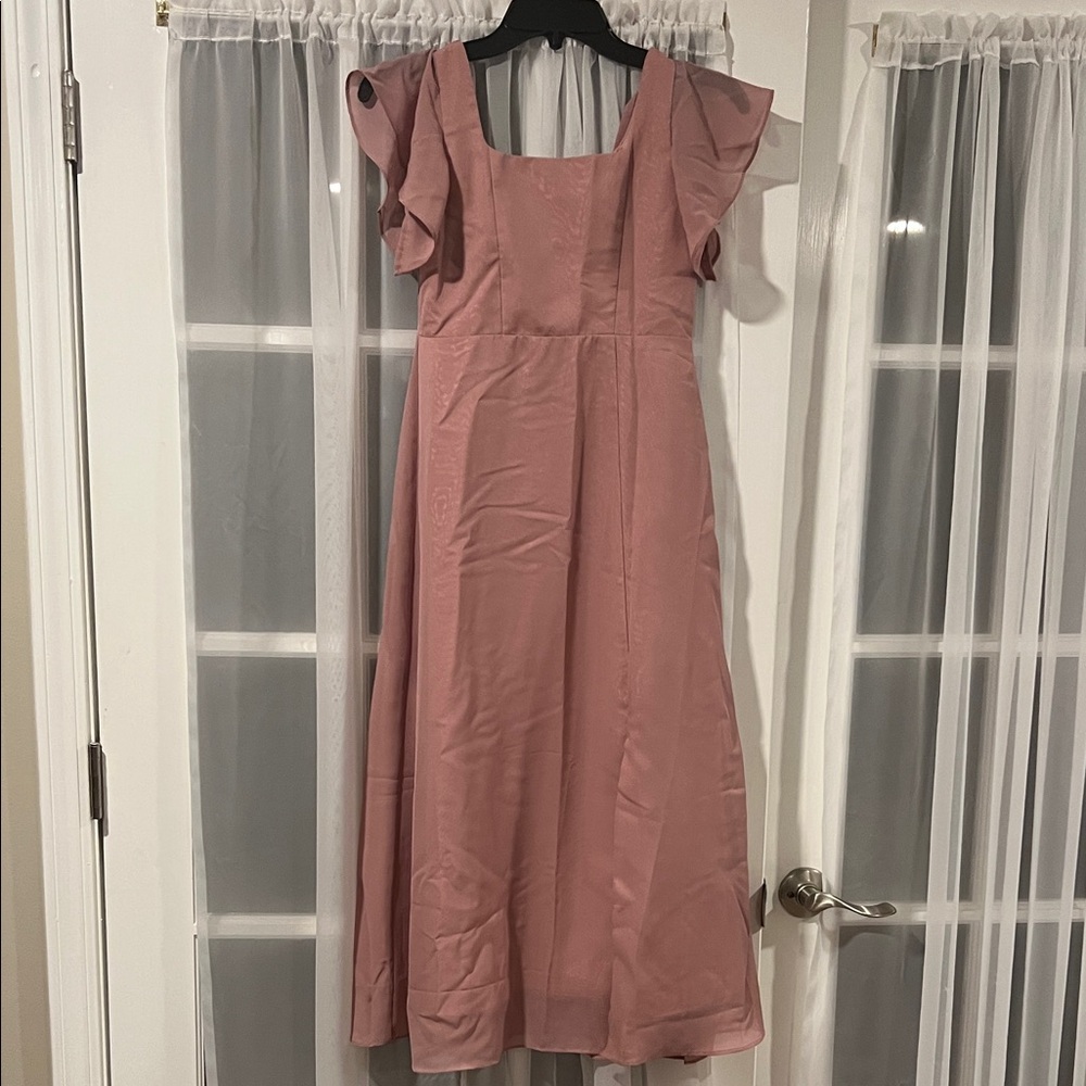 Blush Pink Ruffle Sleeve Kids Dress